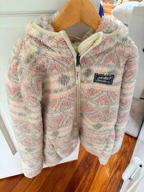 Eddie Bauer Girls Sherpa Fleece Zip Hoodie Jacket Pink Size Small 7 - 8